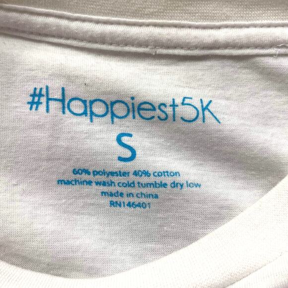 HAPPIEST 5K White The Color Run Short Sleeve Round Neck T-Shirt - Picture 6 of 8